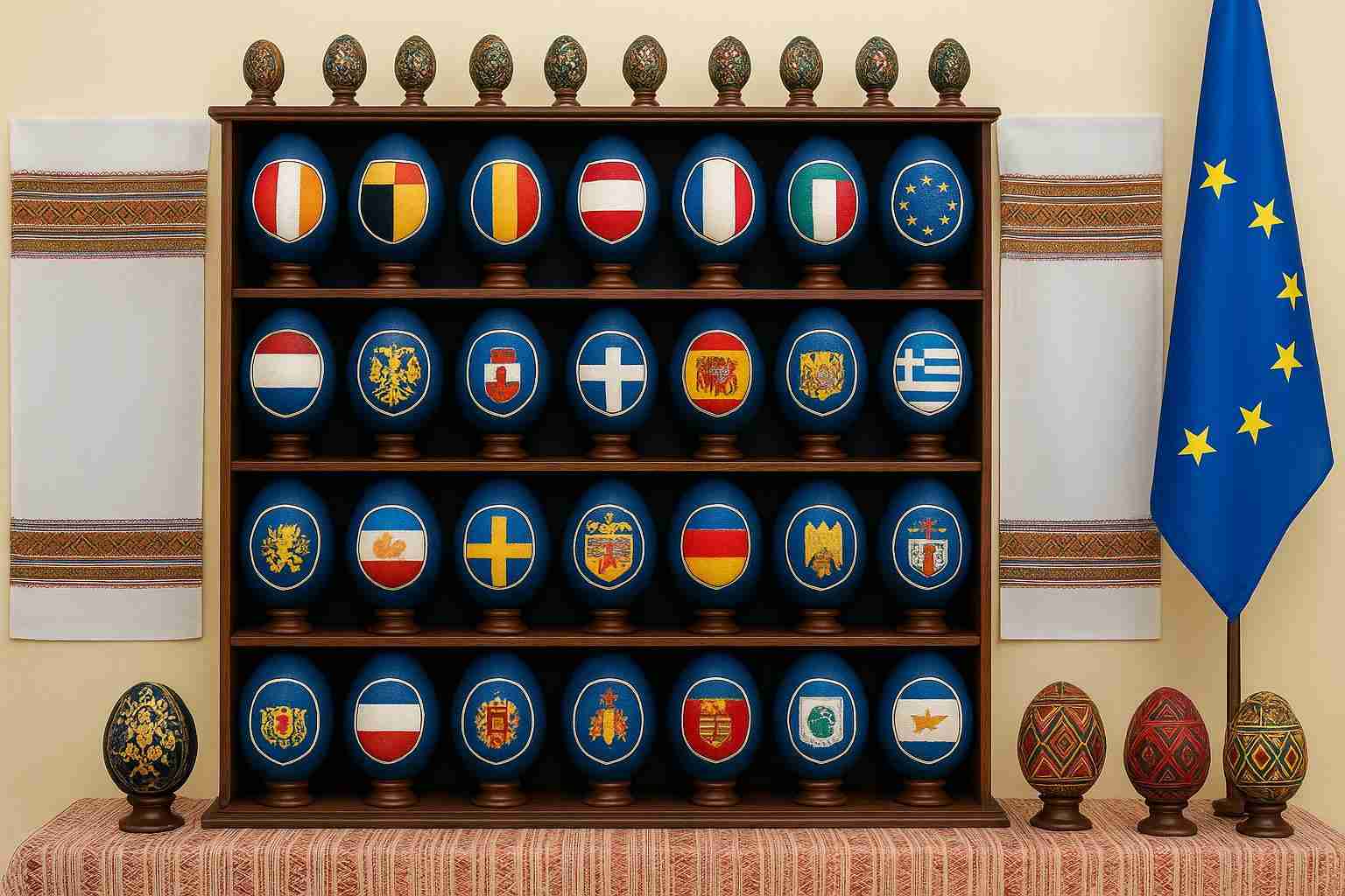 У Франківську встановили рекорд Європи: 28 писанок із гербами країн ЄС презентували в Ратуші